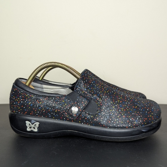 Alegria Womens‎ Black Paityn Fashion Comfort Loafer Clog Sprinkles Rainbow EU39 - Picture 1 of 10